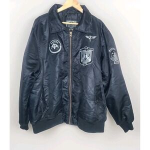 Avirex Black Flight BomberJacket‎ Large Military Tomcat Y2K Streetwear Hip Нop